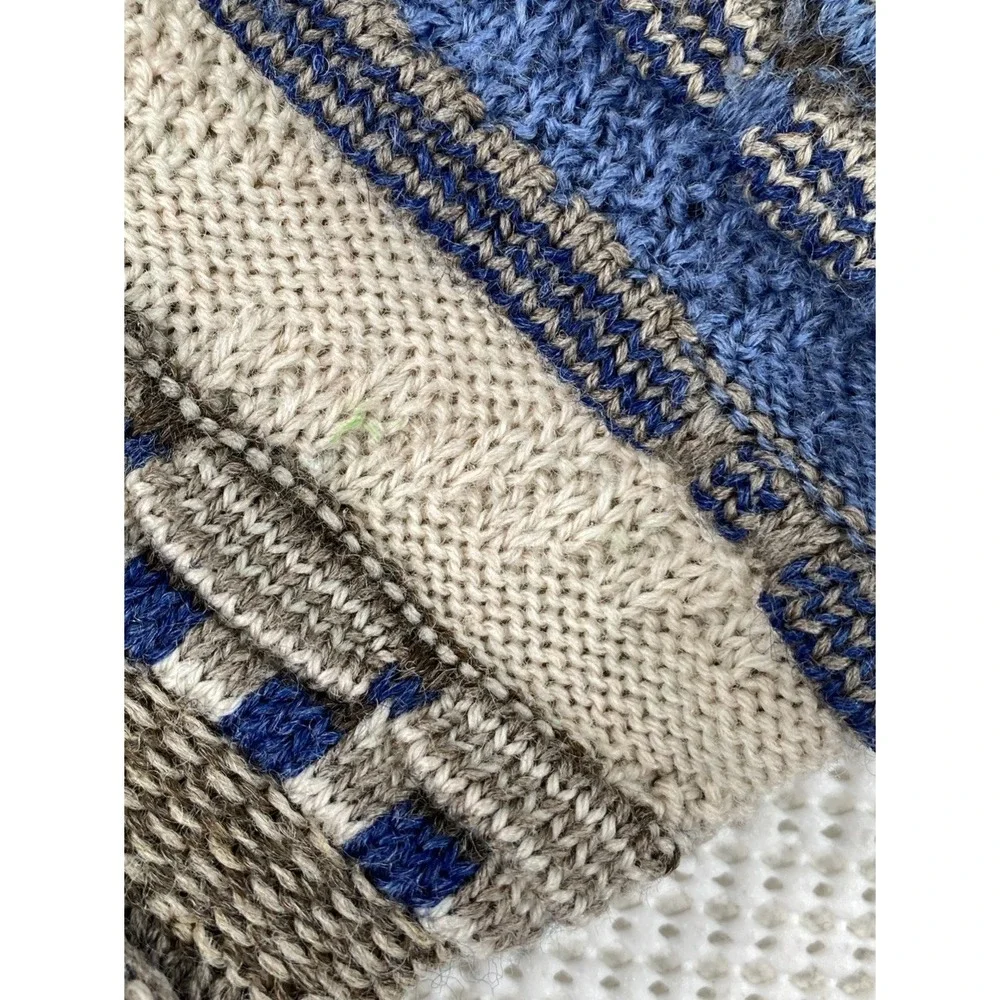Mulga Classics Australia Wool 3D Knit Cardigan Sweater Men's Large Blue